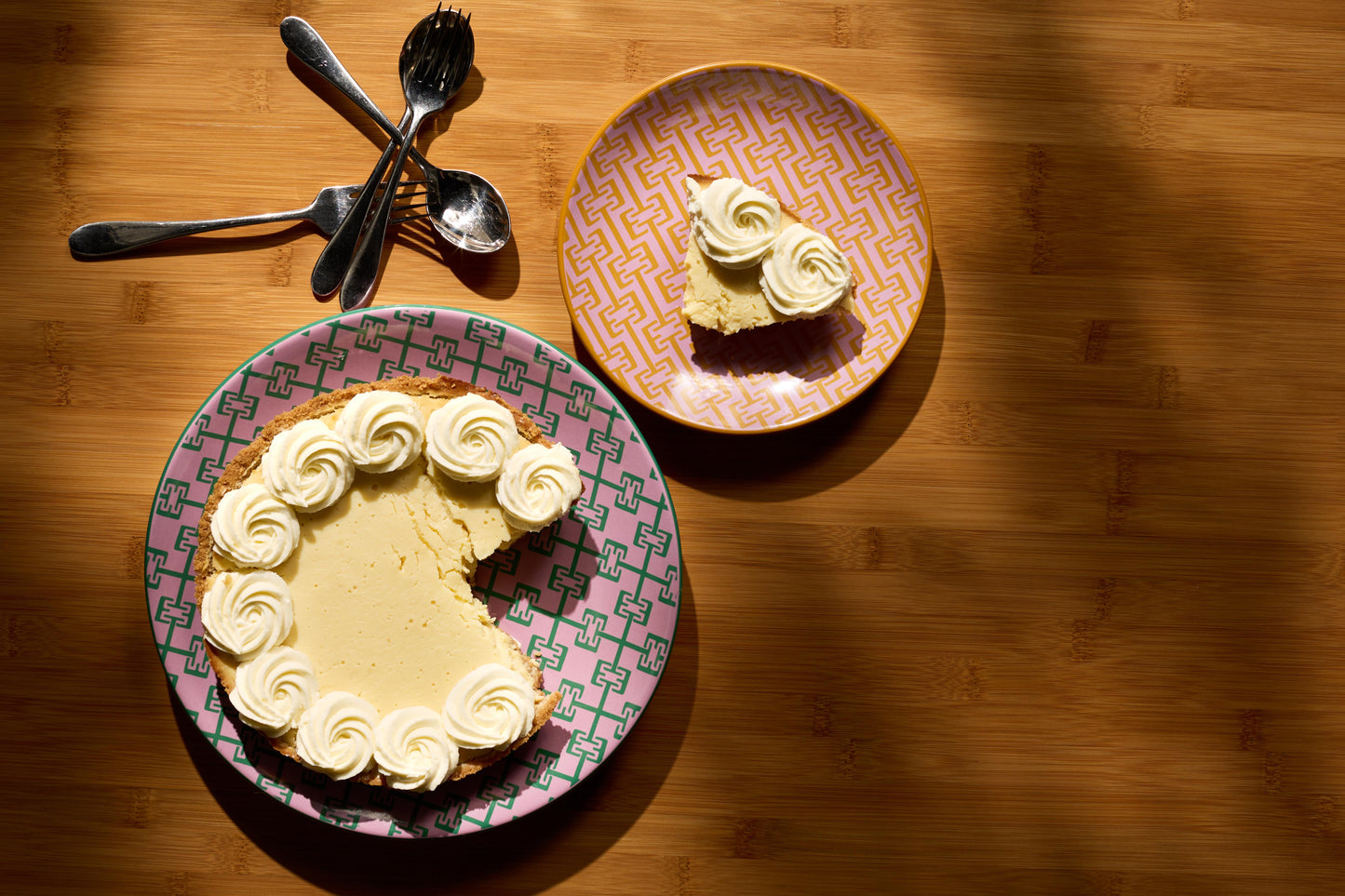 Small Plate Set of 4. Monogram Lavender & Lemon.