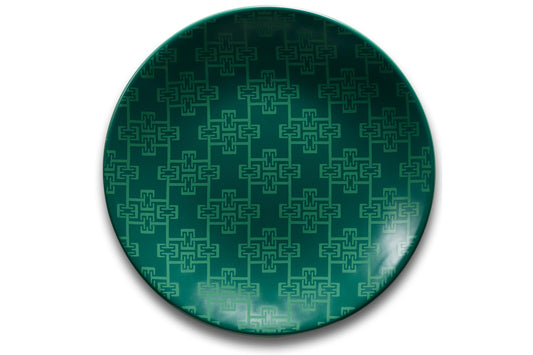 Large Plate Set of 4. WNT 24 Monogram Emerald & Sage