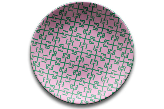 Large Plate Set of 4. Monogram Lavender & Sage