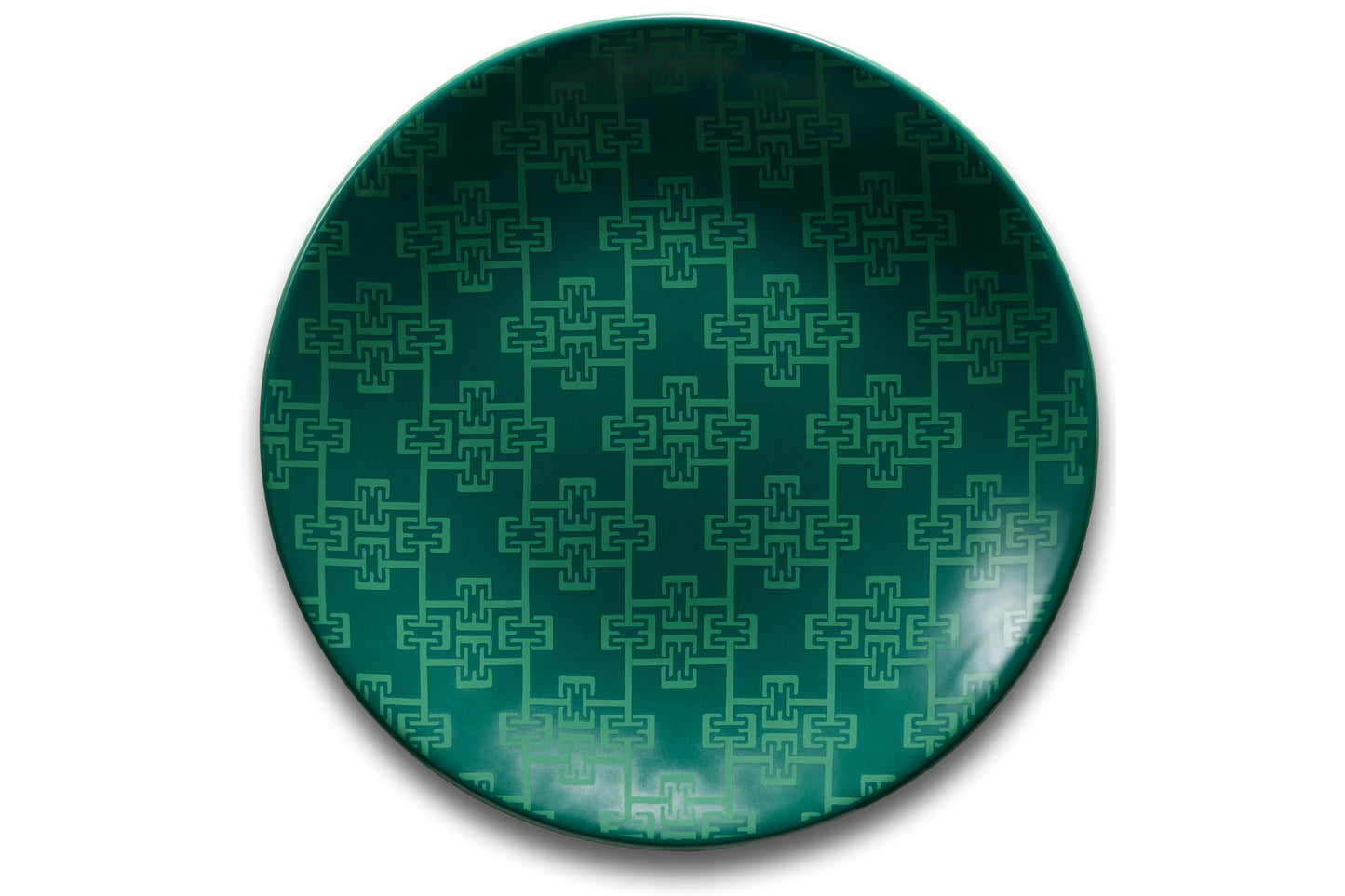 Large Plate Set of 4. Monogram Emerald & Sage